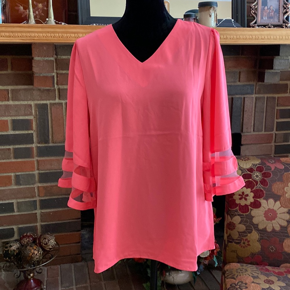Boutique Flowy Top, soft neon orange, Sz medium